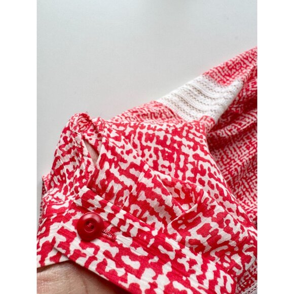 DVF DIANE VON FURSTENBERG Gaylen Red Silk Cotton Lace Trim Tunic Blouse, Size 10 - Picture 5 of 14